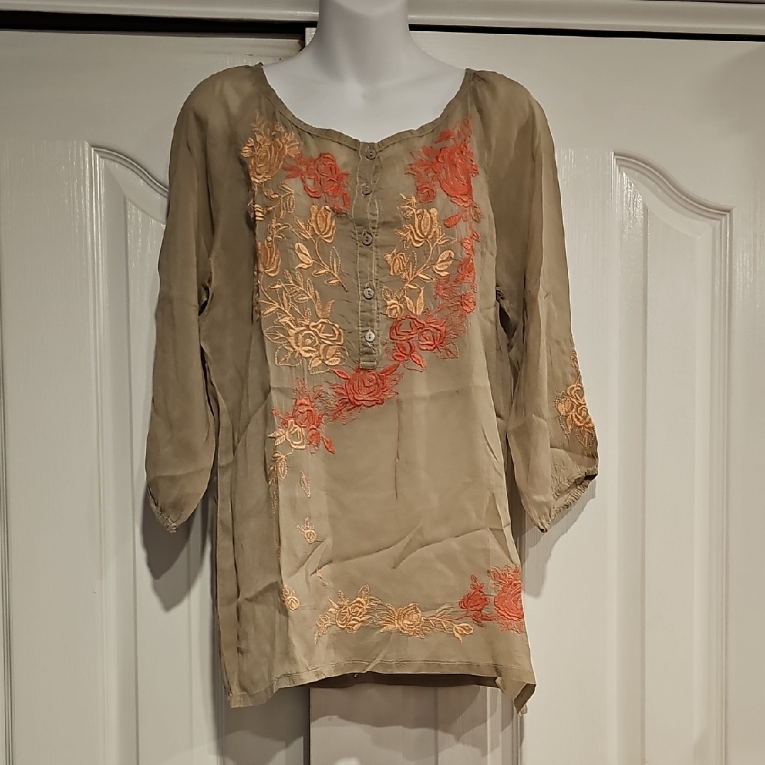 Johnny Was Embroidered Tunic Sz Xs Euc